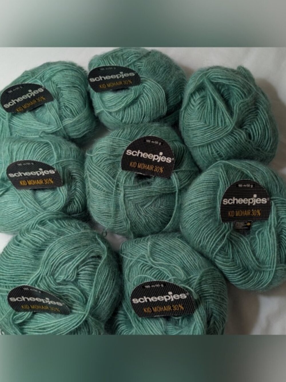 Vintage yarn Scheepjes Kid Mohair 30% DK Yarn Green 8 Balls x 50g - Picture 2 of 8